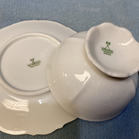 Pink Rose Mitterteich Bavaria Germany Footed Coffee Cup and Saucer - Picture 9 of 15